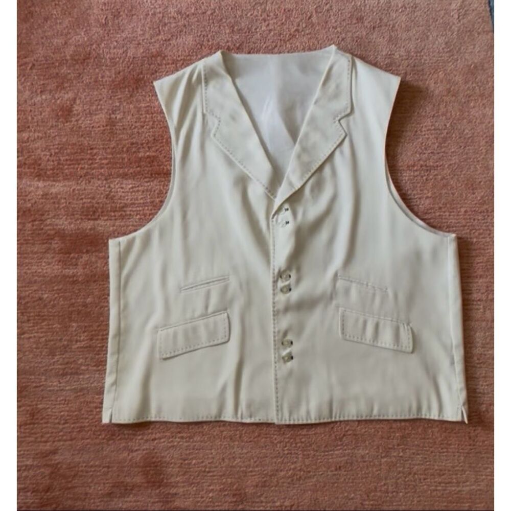 Vintage Cream Tailored Vest Minimalist Blazer Style 52R/ 2XL